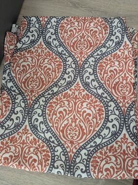 Ornate Coral and Gray Medallion Fabric Shower Curtain